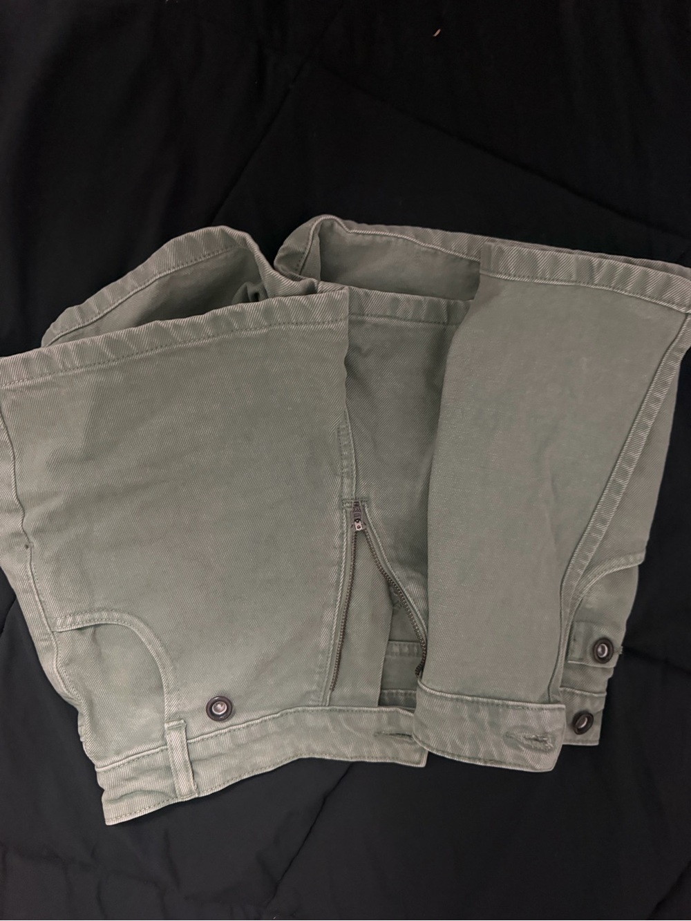Zara light olive green denim shorts